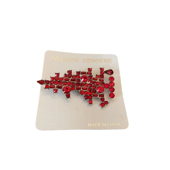 Fashion Brooche Multiple Red Cluster Pin Silvertone Setting Cluster Brooch - Picture 1 of 7